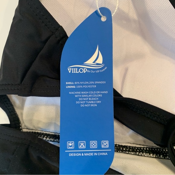 Maternity Black White Two Piece Animal Print Swimsuit Bikini V Neck Size XL - Picture 9 of 11